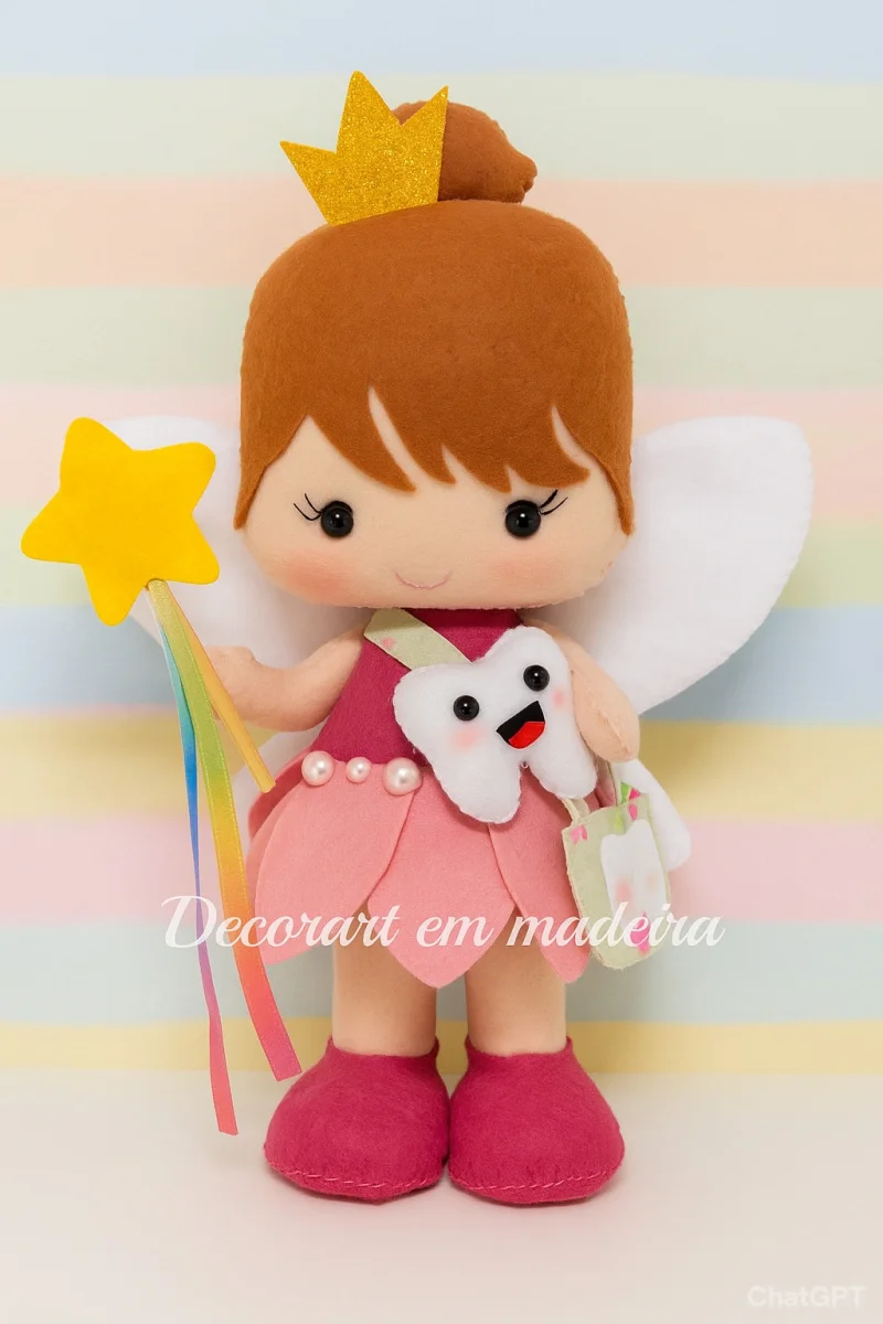 Boneca fada do dente decoração em feltro - Imagem 5