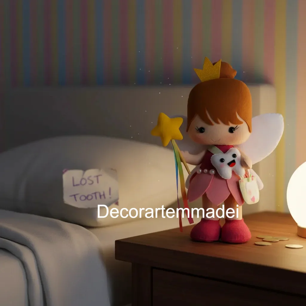 Boneca fada do dente decoração em feltro - Imagem 3