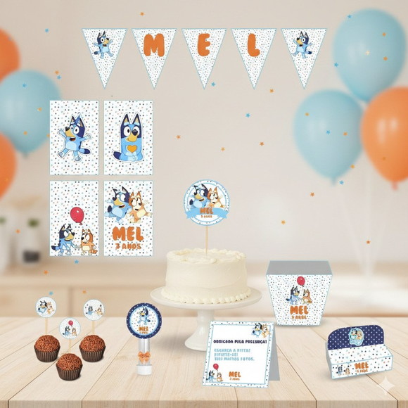 Kit Festa Personalizada Completa Bluey - Tamanho G