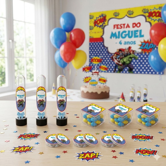 Kit Personalizado Latinha, Tubete, Caixa Acrílica Vingadores