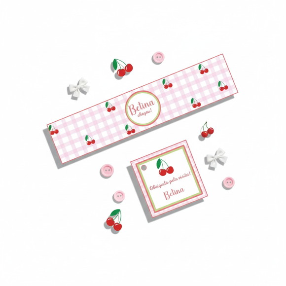 Rótulo Água Personalizado Cerejinha com Tag