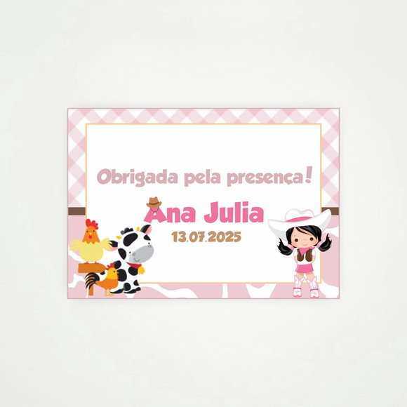 Tag Lembrancinha Fazendinha Rosa