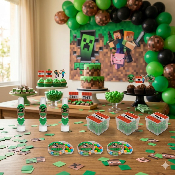 Kit Personalizado Latinha, Tubete, Caixa Acrílica Minecraft