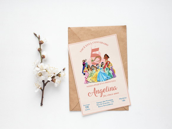 Convite Digital Personalizado Princesas