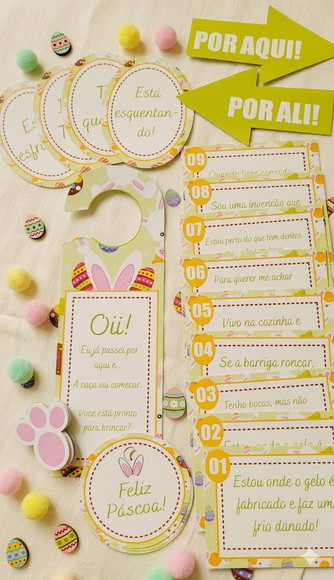 Caça aos Ovos de Páscoa: Kit Personalizado com Pistas e Tags
