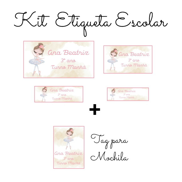 40 Etiquetas Escolares Personalizadas Bailarina - Imagem 2