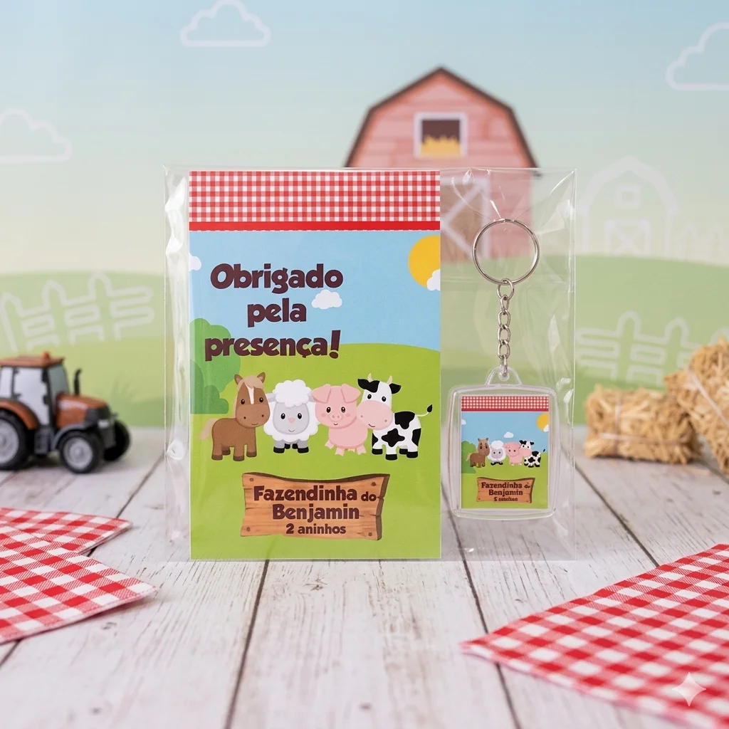 Chaveiro Personalizado Fazendinha Lembrancinha Aniversário - Imagem 1
