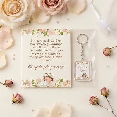 Chaveiro Personalizado Batizado Anjinha Lembrancinha