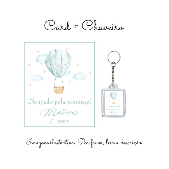 Chaveiro Personalizado Balão Aquarela Lembrancinha - Imagem 4