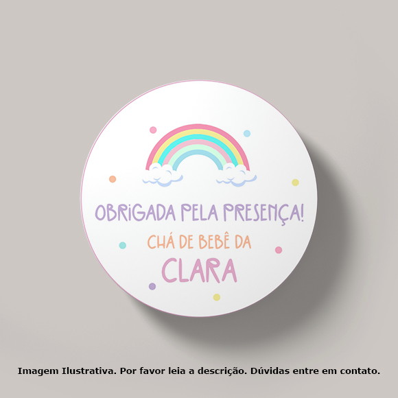 Tag Personalizada Chá de Bebê Arco-íris Candy Color