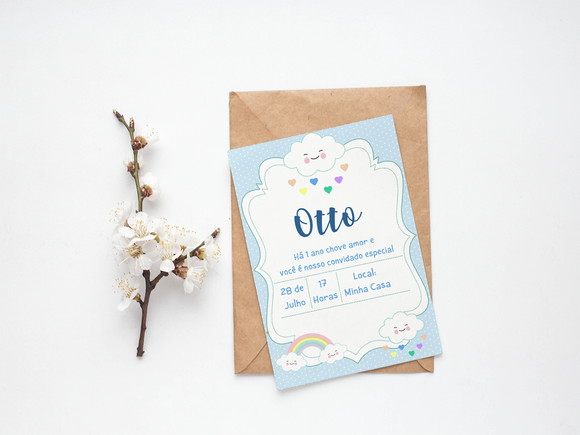 Convite Digital Personalizado Chuva de Amor Azul