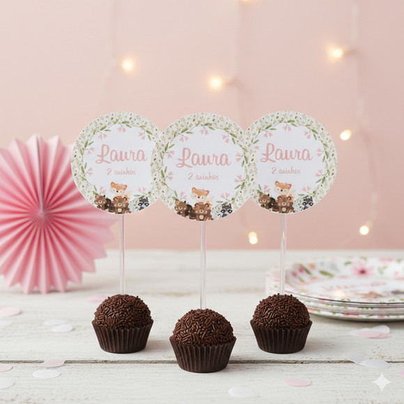 Topper para Docinho Personalizado Bosque (30 Un)
