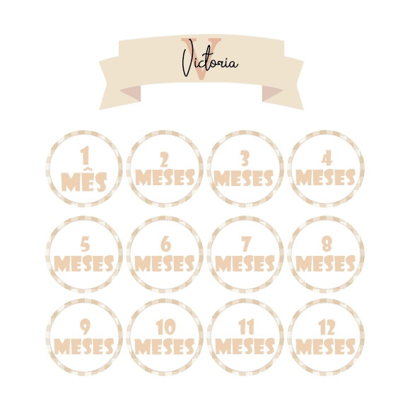 Kit 12 Topos Bolo Mesversário Personalizado Bege - Imagem 2