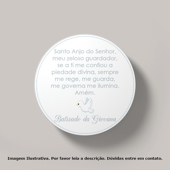 Tag Personalizada Batizado Oração Santo Anjo