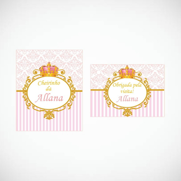 Etiqueta Personalizada Álcool Gel Realeza Rosa com Tag