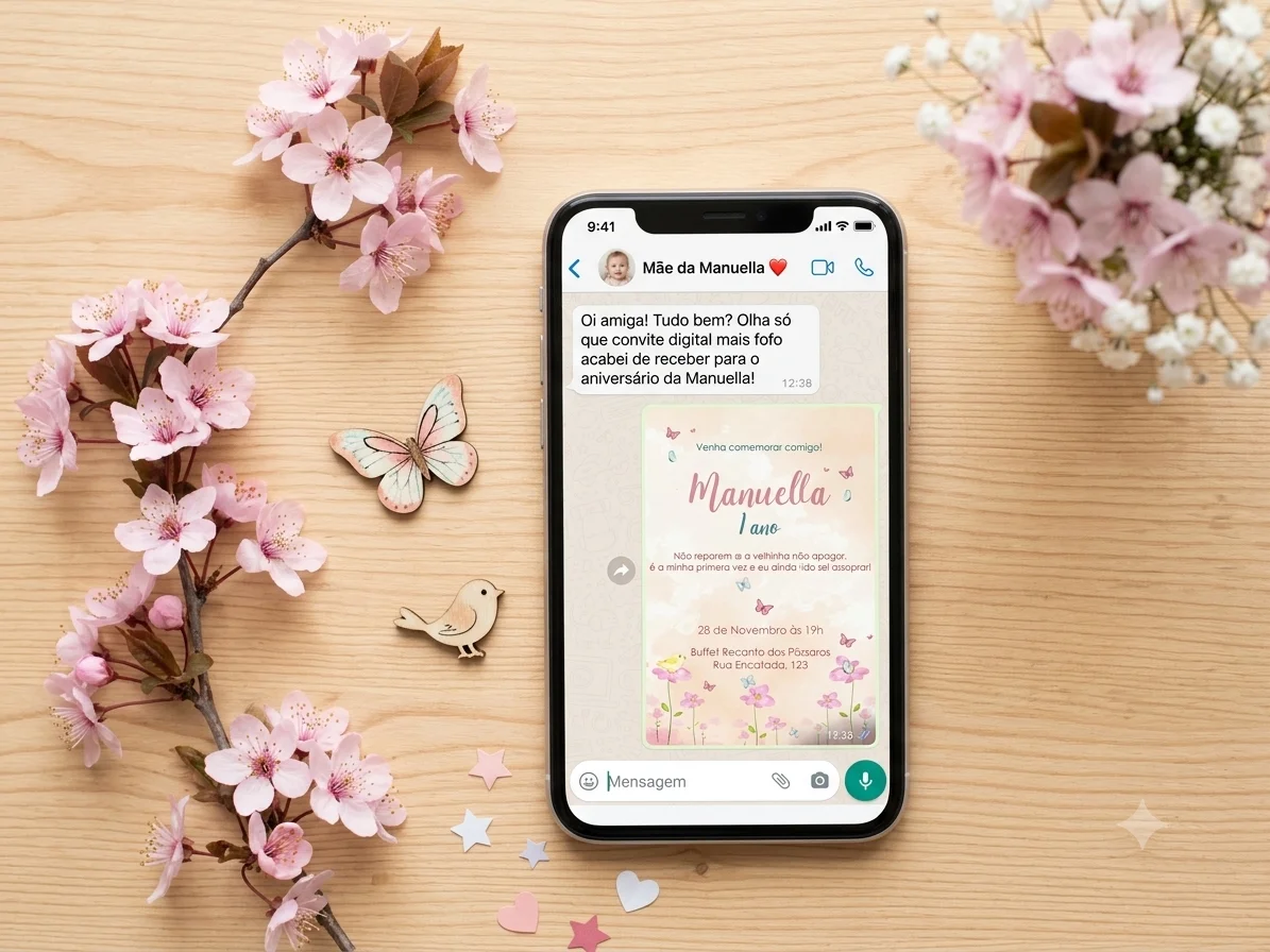 Convite Digital Personalizado Jardim Encantado Aquarela - Imagem 1