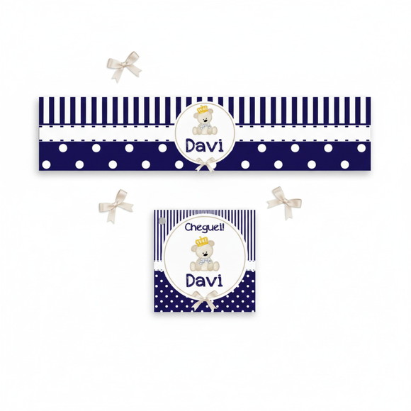 Rótulo Água Personalizado Ursinho Príncipe com Tag