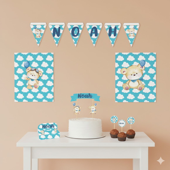 Kit Festa Personalizada Ursinho - 39 Itens