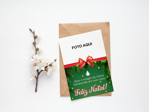 Cartão Digital Personalizado Natal Verde e Vermelho