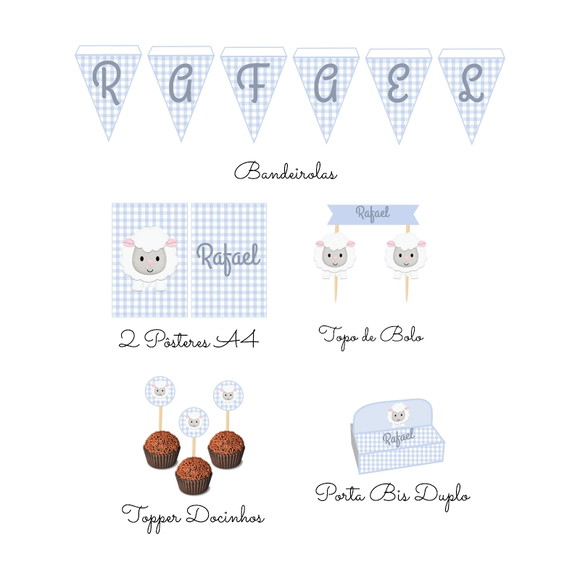 Kit Festa Personalizada Ovelhinha - 39 Itens - Imagem 2