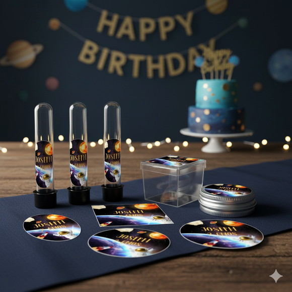 Kit Personalizado Latinha, Tubete, Caixa Acrílica Astronauta