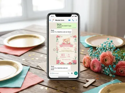 Convite Digital Personalizado Ursinha Floral