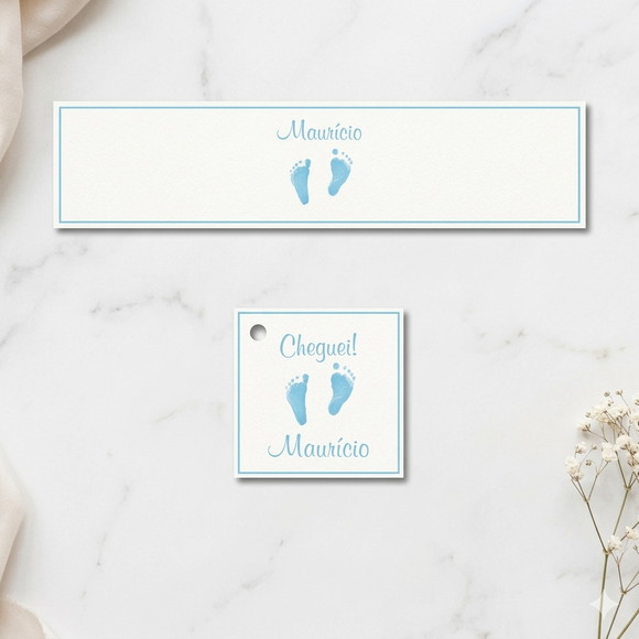Rótulo Água Personalizado Pezinhos com Tag