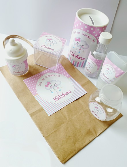 Kit Lembrancinha Personalizada Chá de Bebê Nuvem Rosa - Imagem 3