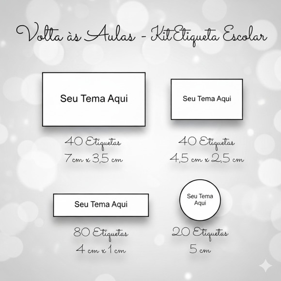 180 Etiquetas Escolares Personalizadas - Qualquer Tema