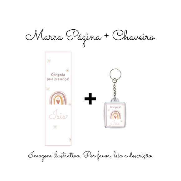 Marca Página com Chaveiro Arco Íris Boho (10 Unidades)
