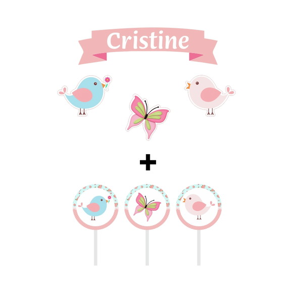 Topo de Bolo Personalizado Jardim com Topper Docinho - Imagem 2