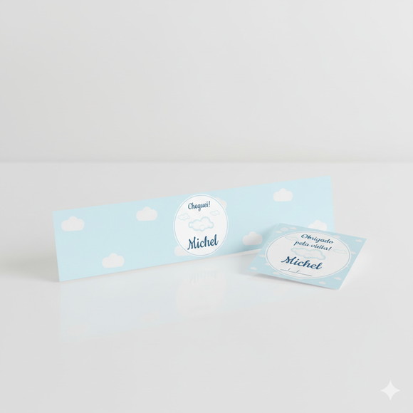 Rótulo Água Personalizado Nuvem Azul com Tag