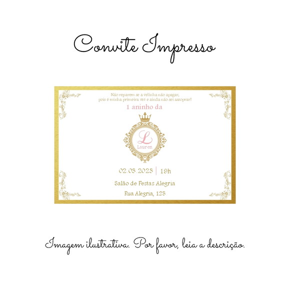 Convite Personalizado Impresso Realeza Rosa