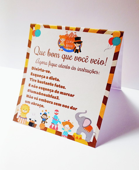 Cartão Agradecimento Mesa Personalizado Circo - Imagem 3