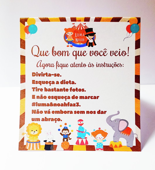 Cartão Agradecimento Mesa Personalizado Circo - Imagem 4