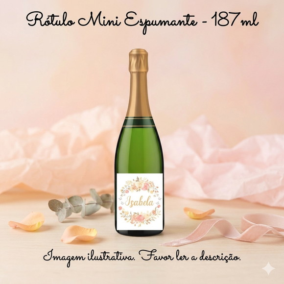 Rótulo Personalizado Mini Espumante Maternidade Floral