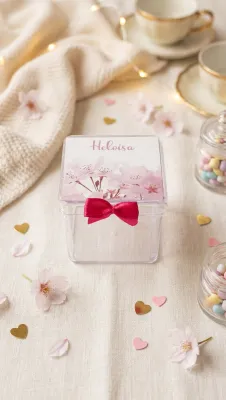 Lembrancinha Maternidade Personalizada Caixinha Acrílica Floral