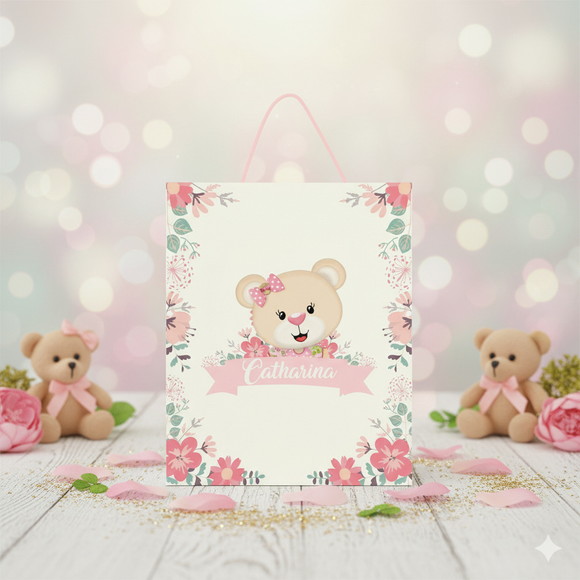 Sacolinha Personalizada Ursinha Floral Lembrancinha - Tam P
