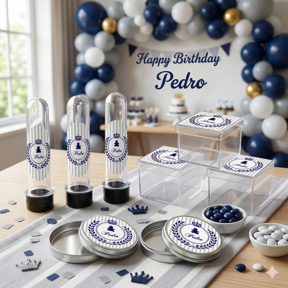 Kit Personalizado Latinha, Tubete, Caixa Acrílica Ursinho Príncipe