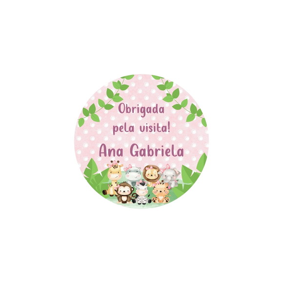 Tag Lembrancinha Personalizada Safari Rosa