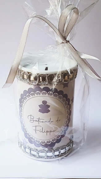 Cofrinho Personalizado Batizado Branco e Prata - Imagem 2