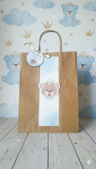 Sacolinha Kraft Personalizada Ursinho Príncipe
