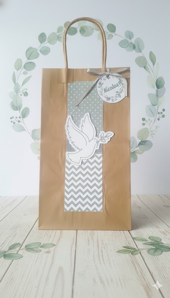 Sacolinha Kraft Personalizada Batizado Verde