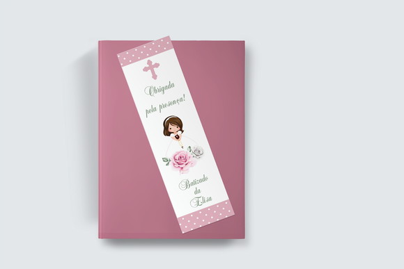 Marcador Página Personalizado Batizado Menina