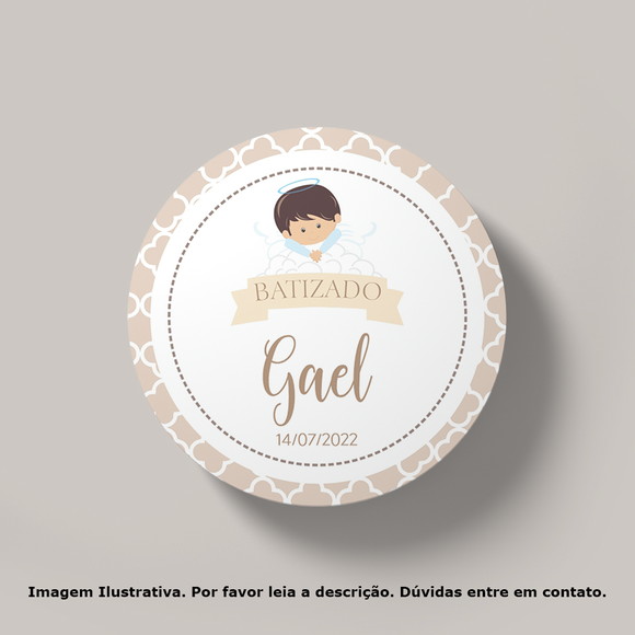 Tag Personalizada Batizado Bege