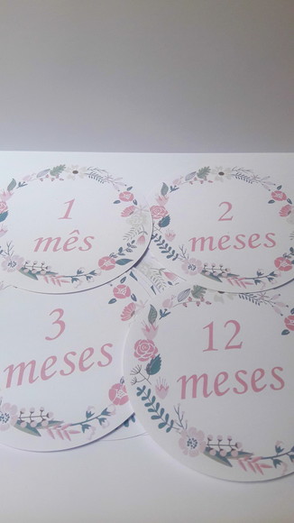 Kit Adesivo Mesversário Personalizado Floral Rosa