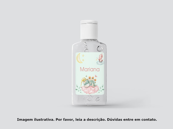 Rótulo Personalizado Frasco Álcool Dinossauro Rosa
