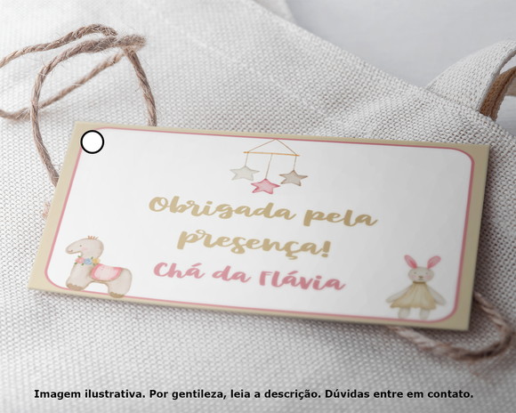 Tag Agradecimento Chá de Bebê Menina Personalizada