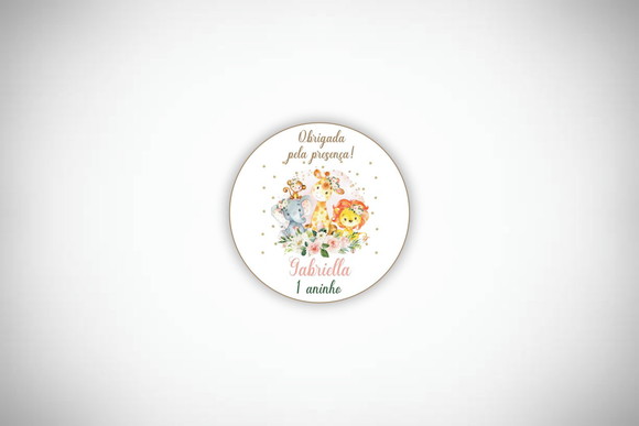 Tag Personalizada Safari Rosa Aquarela