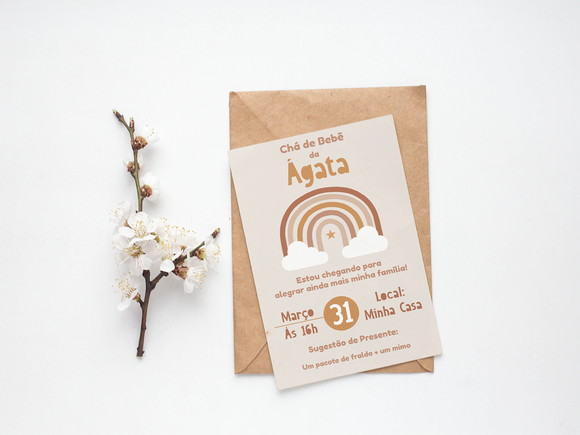 Convite Digital Personalizado Arco-íris Boho